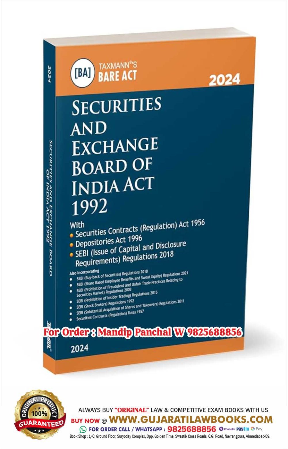 Taxmann's Securities and Exchange Board of India (SEBI) Act 1992 – Covering SEBI Act along with SCRA, Depositories Act, SEBI ICDR Regulations & 7+ SEBI Rules & Regulations | 2024 Edition