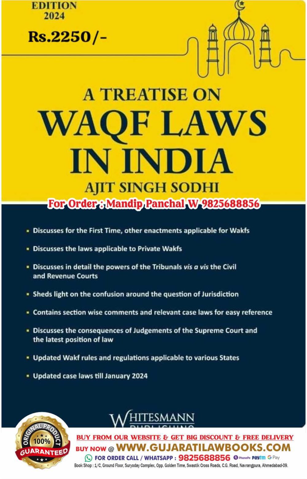 A Treatise on WAQF LAWS IN INDIA by Ajit Singh Sodhi - Latest March 2024 Edition Whitesmann