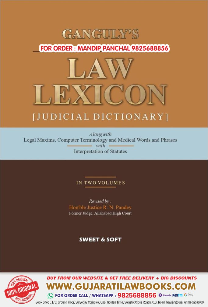 Ganguly's LAW LEXICON (Judicial Dictionary) in English (2 Volume) - Latest April 2024 Edition Sweet & Soft
