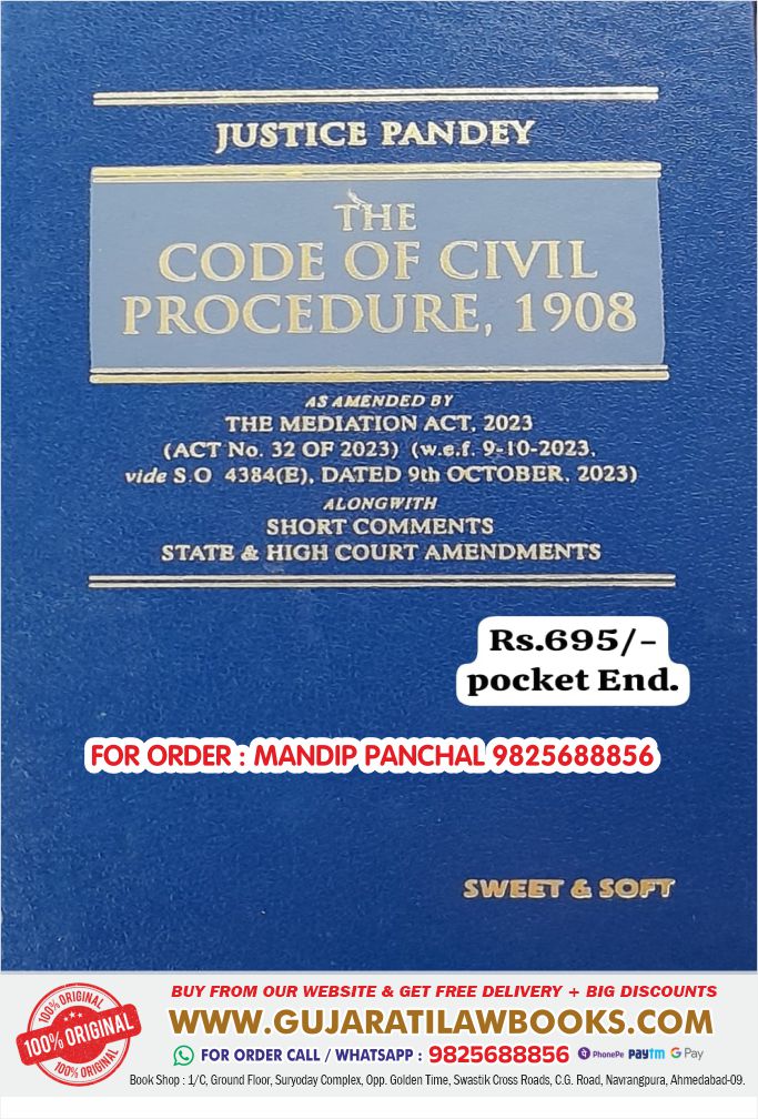 Justice Pandey's CPC - Code of Civil Procedure, 1908 (Pocket Hardbound) in English - Latest April 2024 Edition Sweet & Soft
