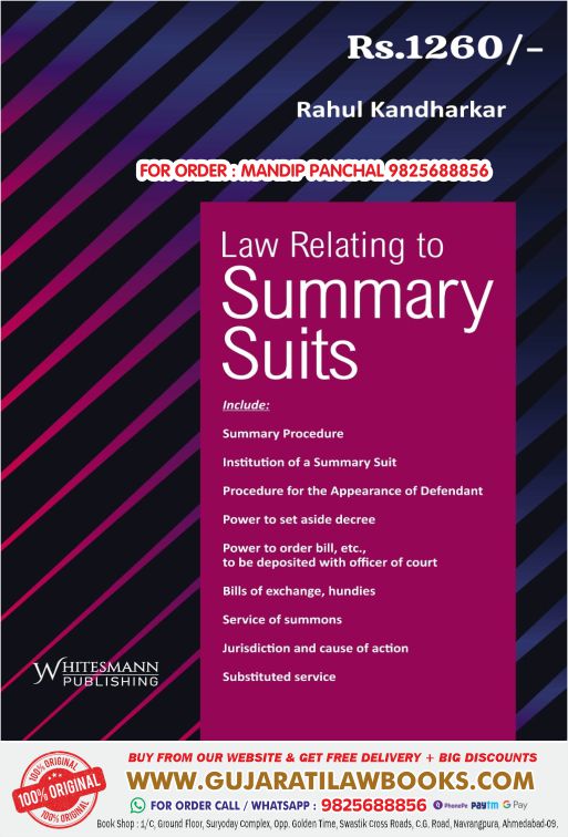 Law Relating to SUMMARY SUITS by Rahul Kandharkar - in English - Latest 2024 Edition WhitesmannLaw Relating to SUMMARY SUITS by Rahul Kandharkar - in English - Latest 2024 Edition Whitesmann
