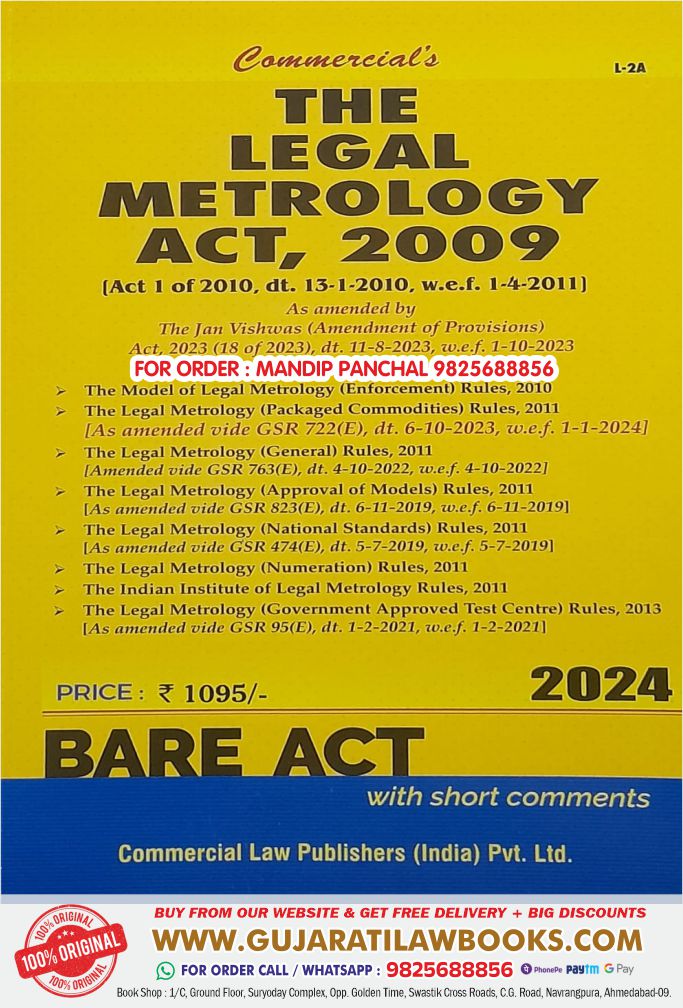 Legal Metrology Act, 2009 - BARE ACT - Latest 2024 Edition Commercial