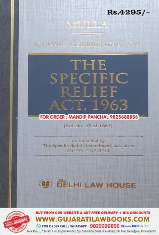 Mulla - CLASSIC COMMENTARY ON THE SPECIFIC RELIEF ACT, 1983 - Latest April 2024 Edition Delhi Law HosueMulla - CLASSIC COMMENTARY ON THE SPECIFIC RELIEF ACT, 1983 - Latest April 2024 Edition Delhi Law Hosue