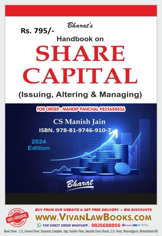 Bharat's HANDBOOK ON SHARE CAPITAL (Issuing, Altering & Managing) - by CS Manish Jain - in English - Latest July 2024 Edition