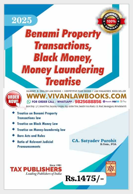 Benami Property Transactions, Black Money, Money Laundering Treatise by CA Satyendra Purohit - Latest August 2025 Release by Tax Publishers