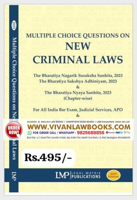 MCQ's on NEW CRIMINAL LAWS BNS I BNSS I BSA - Latest August 2025 Release by LMP