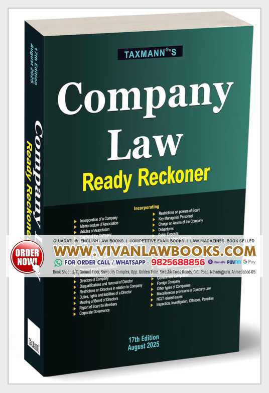 Taxmann's Company Law Ready Reckoner – Comprehensive | Compliance-focused Reference on Companies Act—Covering the Corporate Lifecycle with Practical Procedures | Statutory References | Case Laws Paperback – 25 August 2025