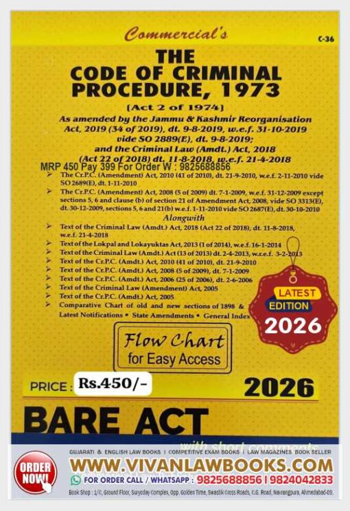 CRPC - Code of Criminal Procedure, 1973 - BARE ACT - Commercial's 2026 Edition