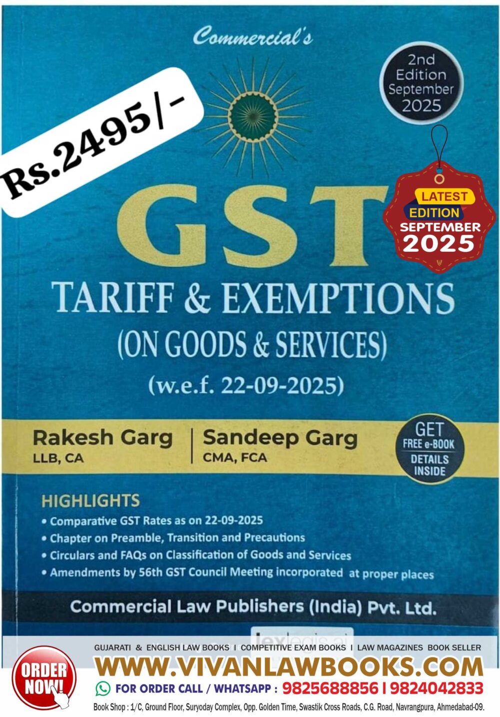 NEW - GST TARIFF & EXEMPTIONS ON GOODS & SERVICES - w e f 22-09-2025 - with Free E-Book - Latest 2nd Edition September 2025 Commercial