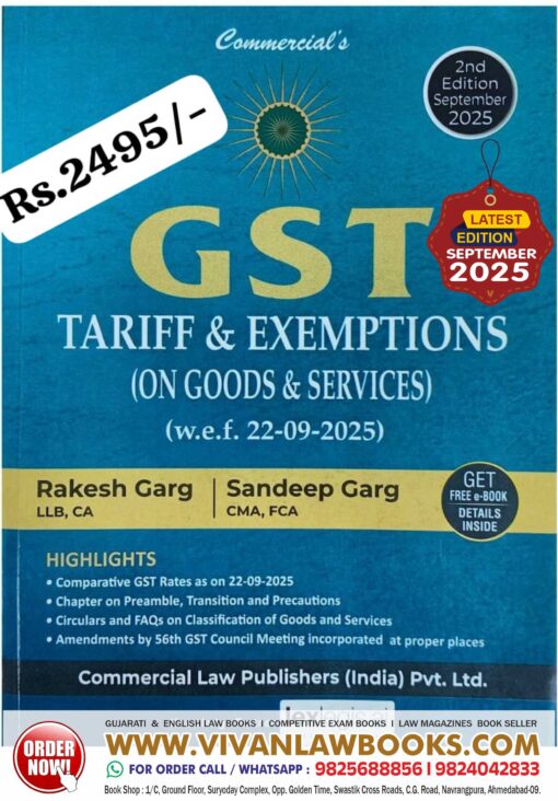 NEW - GST TARIFF & EXEMPTIONS ON GOODS & SERVICES - w e f 22-09-2025 - with Free E-Book - Latest 2nd Edition September 2025 Commercial