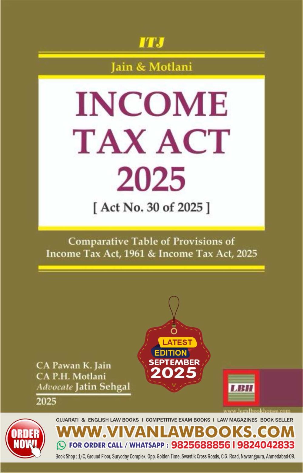 New - INCOME TAX ACT 2025 by Jatin Sehgal & Motlani - Latest September 2025 Release by LBH