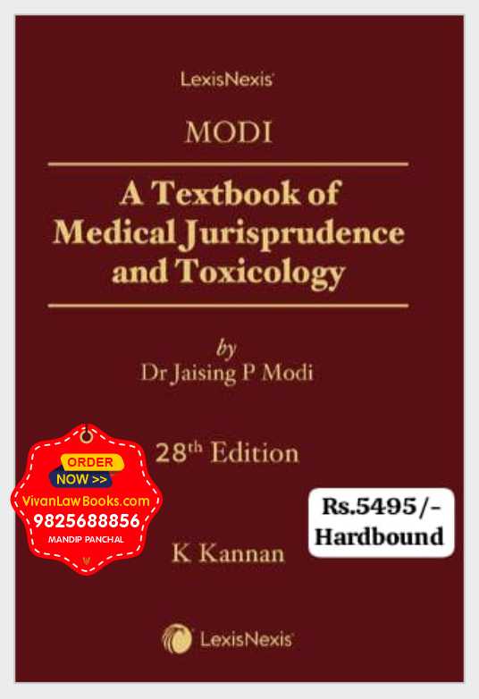 A Textbook of Medical Jusrisprudence and Toxicology by Dr Jaising P Modi and K Kannan - Latest 28th Edition October 2025 Release by LexisNexis