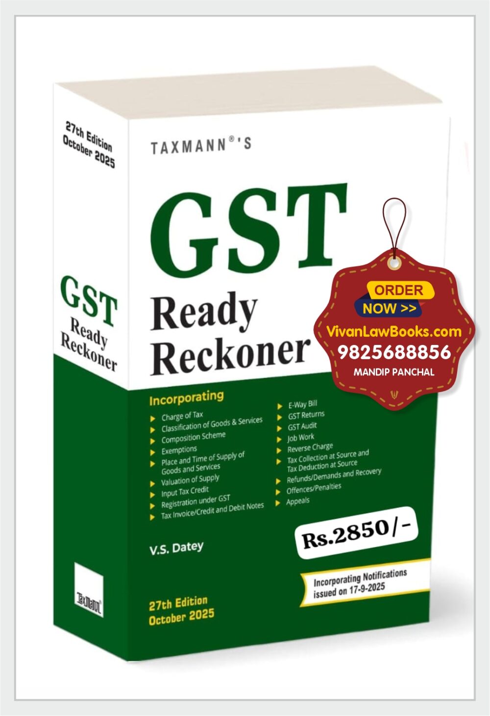 New - GST Ready Reckoner by V S Datey - Latest 27th Edition October 2025 Taxmann
