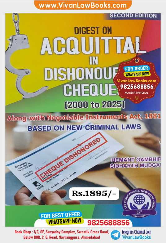 Digest on ACQUITTAL IN DISHONOUR OF CHEQUES (2000 to 2025) Based on Criminal Laws by Hemant Gambhir & Sidharth Mudgal - Latest 2026 Release by LRC Publication