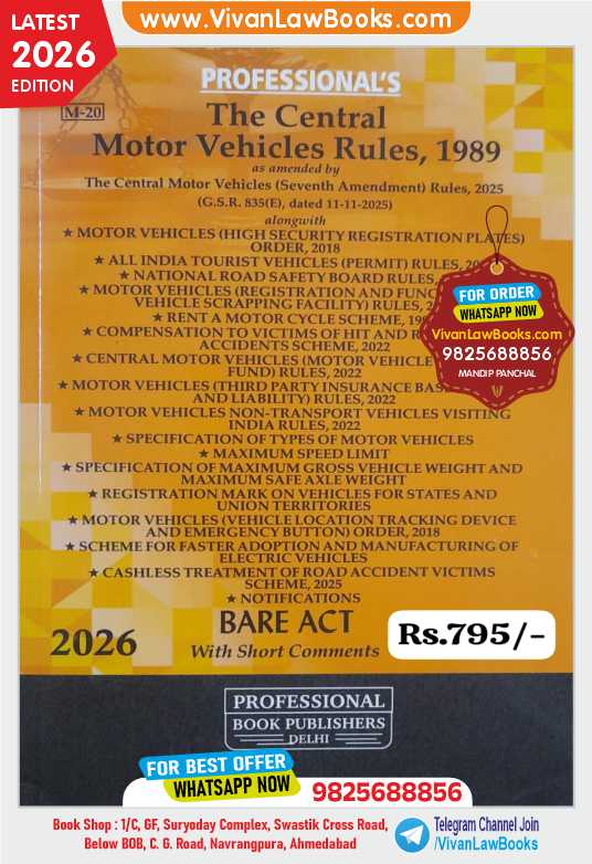 NEW CMVR - The Central Motor Vehicle Rules, 1989 - BARE ACT - Latest 2026 Edition Professional Book Publishers