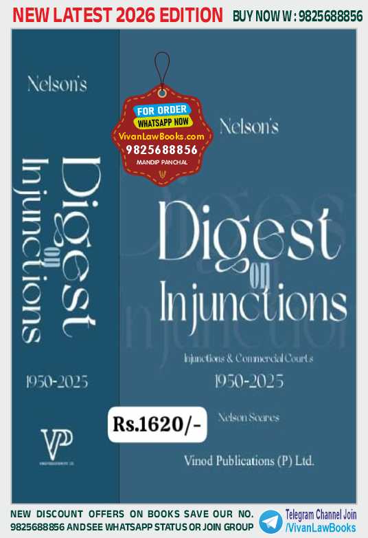Nelson's DIGEST ON INJUNCTIONS - Injunctions & Commercial Courts 1950 - 2025 - Latest 2026 Release by Vinod