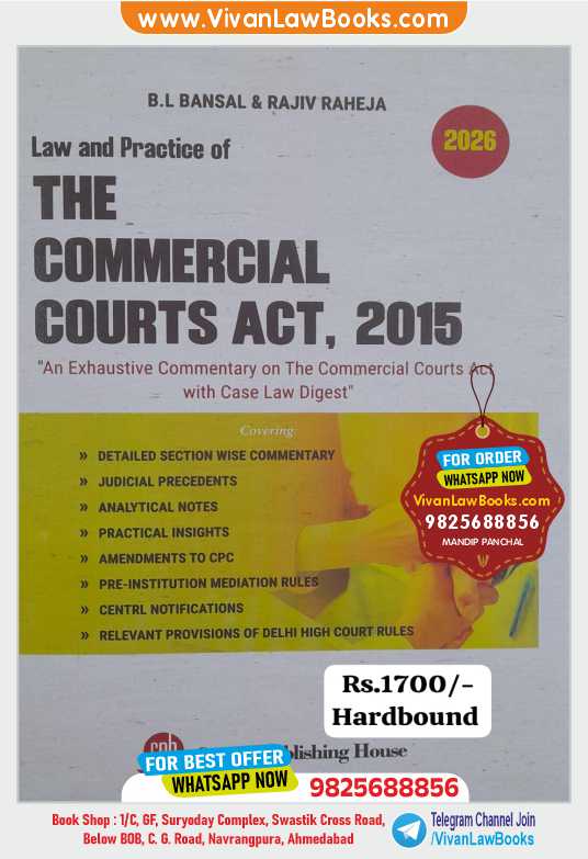 The Commercial Courts Act, 2015 by B L Bansal & Rajiv Raheja - Latest 2026 Hardbound Edition by Capital Law House