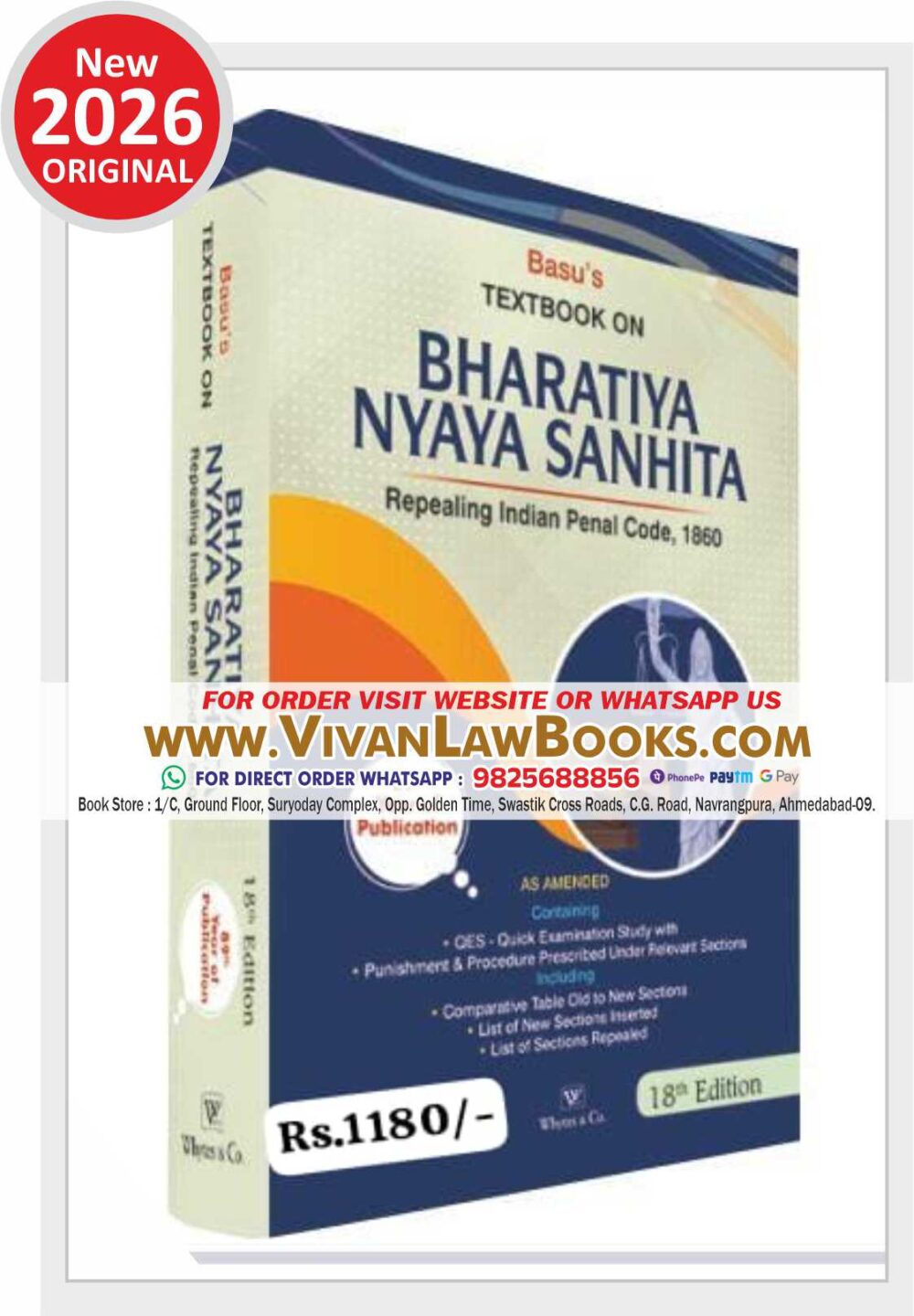 Basu's TEXTBOOK ON BNS - BHARTIYA NYAYA SANHITA - Repealing Indian Penal Code 1860 - Latest 18th Edition 2026 Whytes & Co