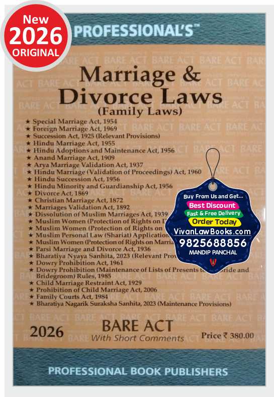 Marriage & Divorce Laws (Family Laws) - BARE ACT - 2026 Professional