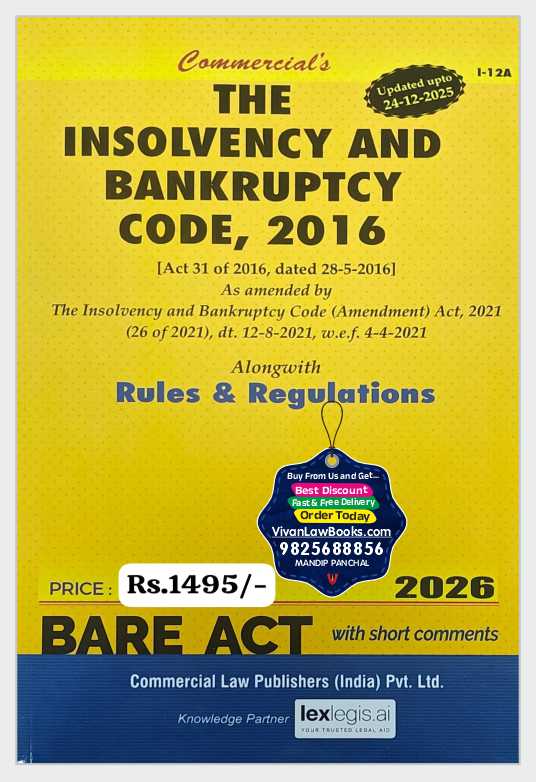 The Insolvency and Bankruptcy Code, 2016 BARE ACT with Rules & Regulations - Edition 2026 Commercial