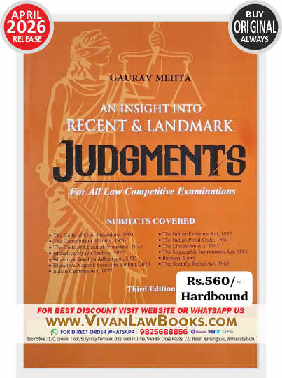 An Insight into RECENT & LANDMARK JUDGEMENTS For All Law Competitive Examination - New 3rd Edition April 2026 by Gaurav Mehta - Vinod Publication