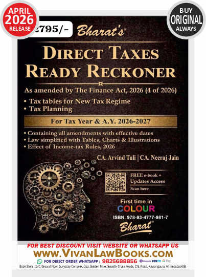 Bharat's DIRECT TAXES READY RECKONER - For Tax Year & A Y 2026-27 - New Colour Edition April 2026 Release by CA Arvind Tuli CA Neeraj Jain