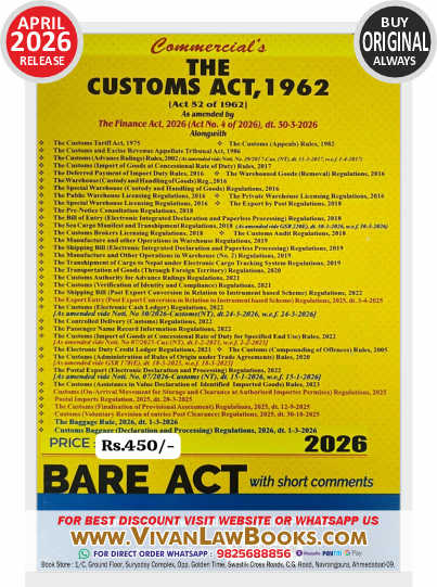 Customs Act 1962 - Bare Act - New April 2026 Release Commercial