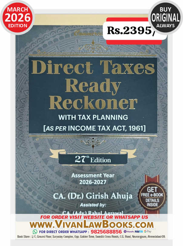 New - DIRECT TAX READY RECKONER with TAX PLANNING As per Income Tax Act 1961 Assessment Year 2026-27 - by CA Dr Girish Ahuja with Free E-Book - 26 March 2026 Edition Commercial