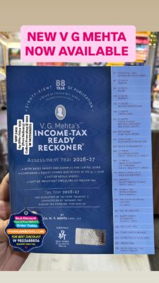 New V G Mehta's INCOME TAX READY RECKONER Assessment Year 2026-27 & Tax Year 2026-27