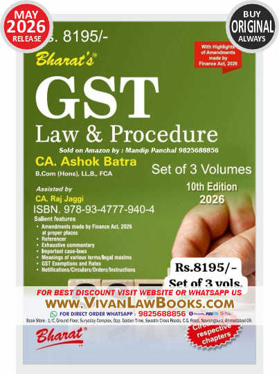 Bharat's GST LAW & PROCEDURE (Set of 3 Volume) by CA Ashok Batra - New 10th Edition May 2026 Bharat