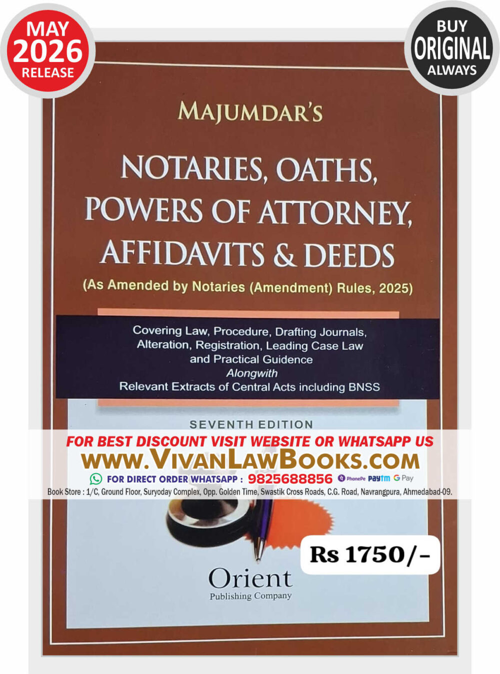 Majumdar's NOTARIES, OATHS, POWERS OF ATTORNEY, AFFIDAITS & DEEDS As per New Notaries Rules 2025 - New May 2026 Release by Orient