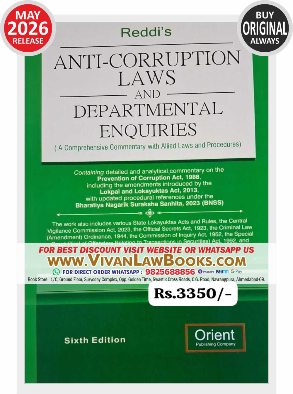 Reddi's ANTI-CORRUPTION LAWS AND DEPARTMENTAL ENQUIRIES - New May 2026 Release by Orient